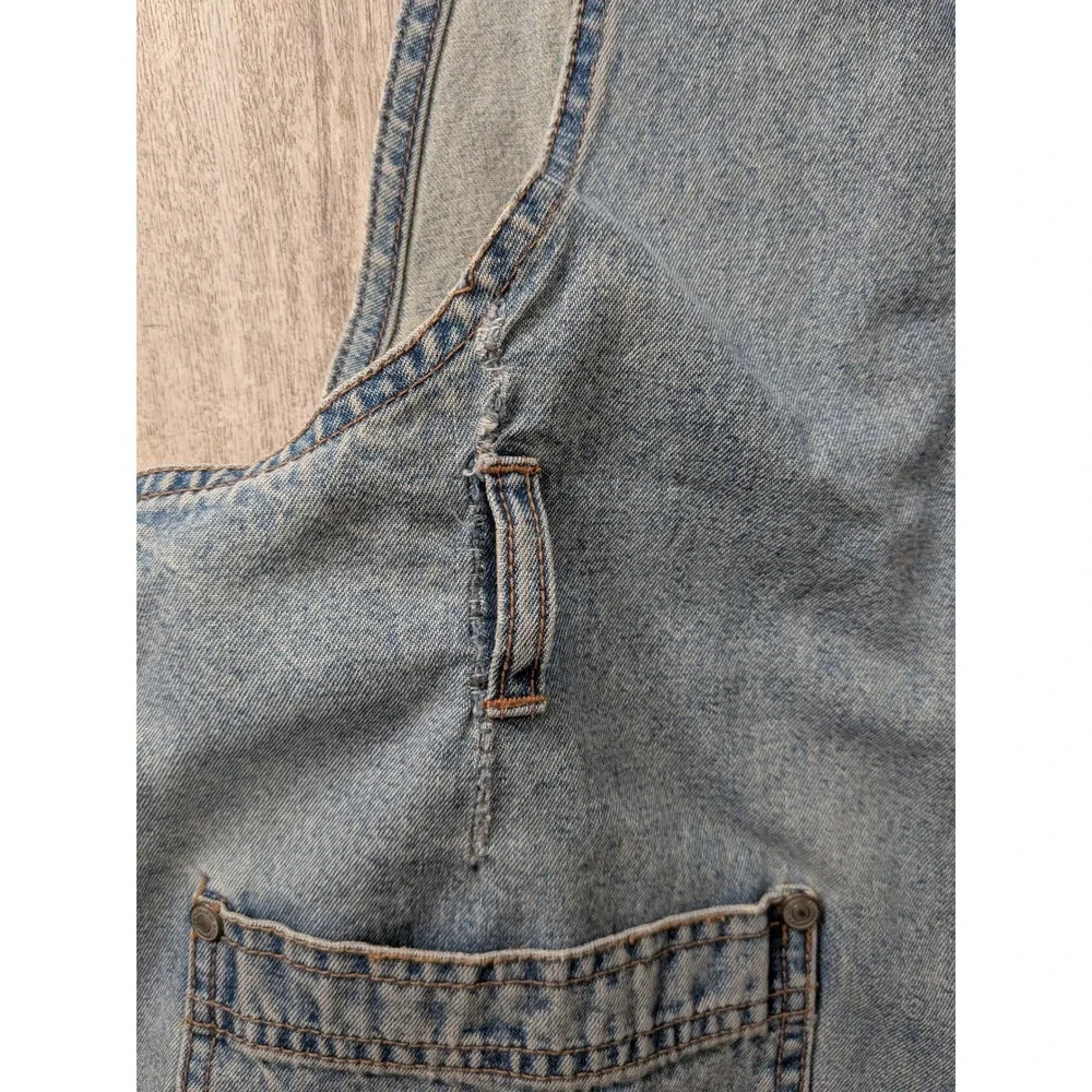 No Boundaries Y2K Embroidered Denim Shortalls Light Wash Juniors Large 11/13